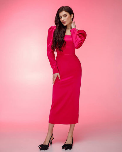 Elegant Mango Satin Midi Dress with Back Cutout in Pink