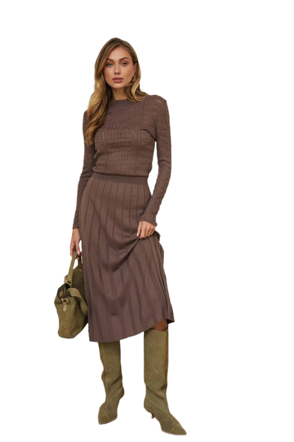 Classic Womens Everyday Knit Dress with Openwork Pattern