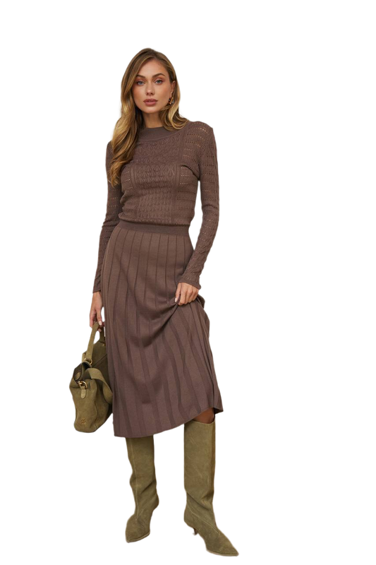 Classic Womens Everyday Knit Dress with Openwork Pattern