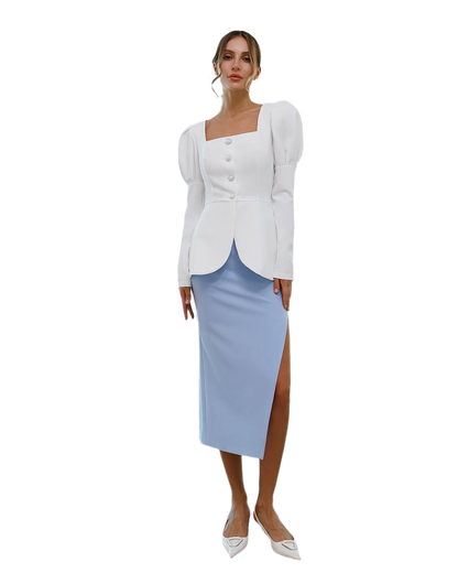 Womens Blouse Jacket Premium Suit Crepe Diagonal Without Lining