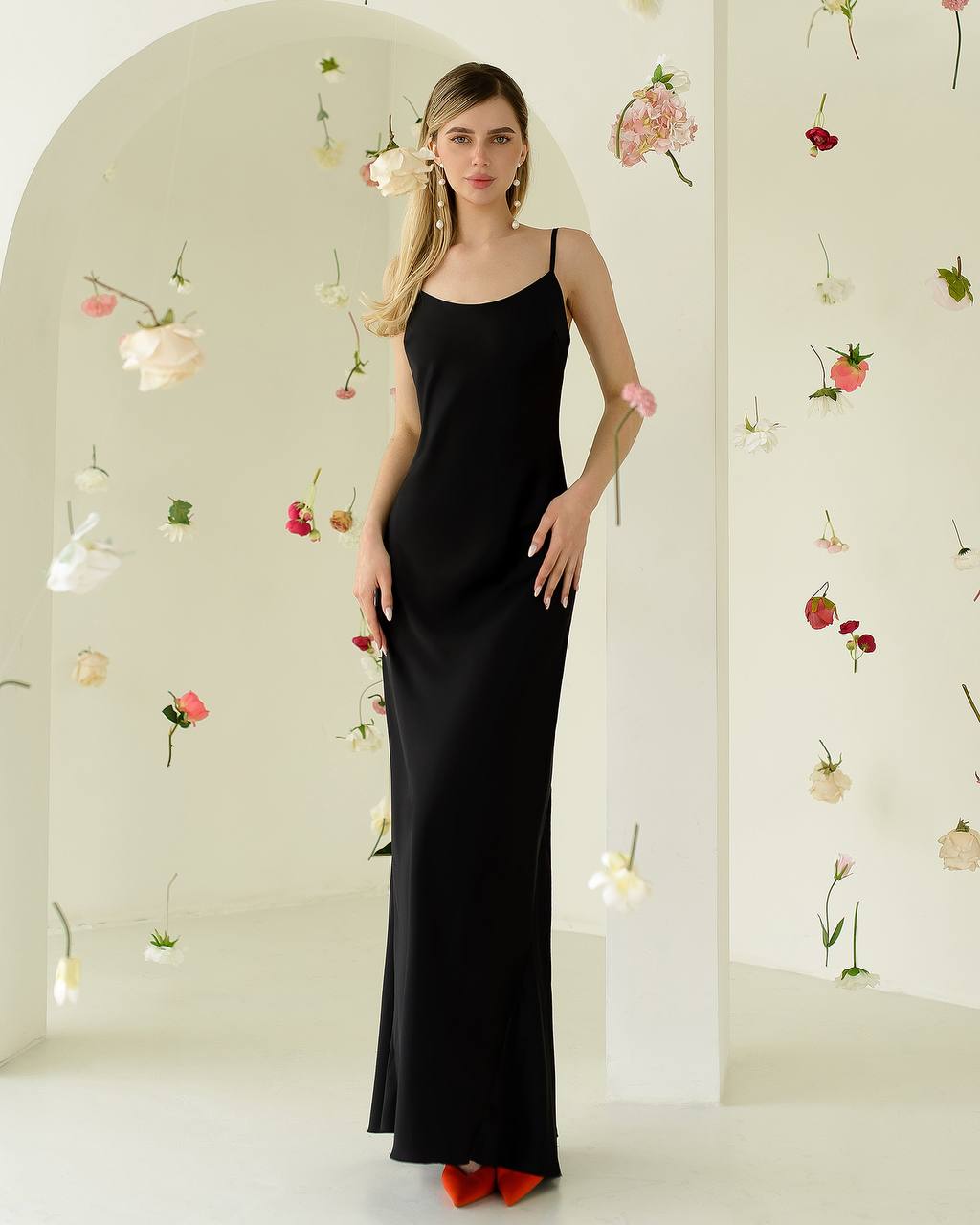 Premium Satin Dress-Slip for Women Black Cream Powder Blue Emerald
