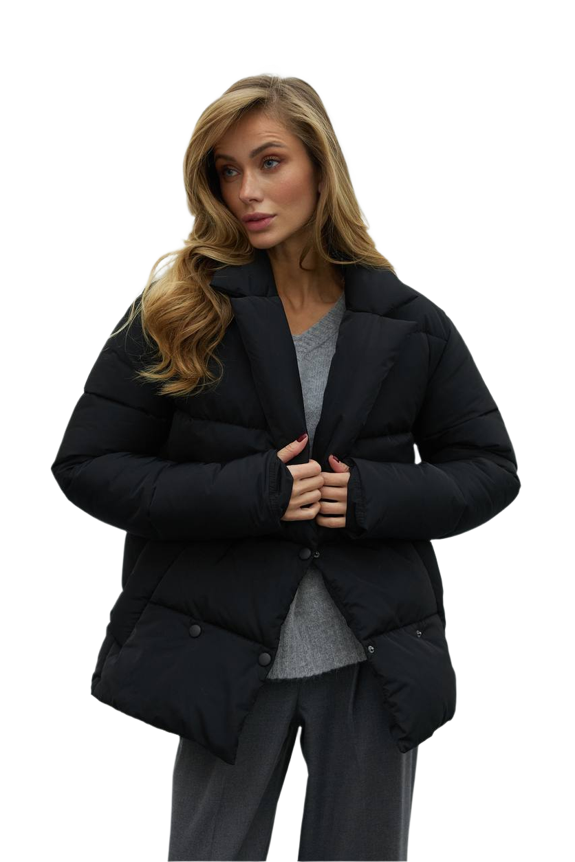 Warm Winter Down Jacket for Women Black Aero-Down Filling Windproof