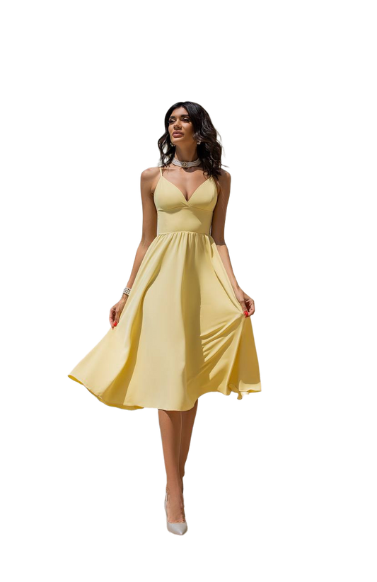Sany Midi Dress in Light Banana Yellow Premium Knitwear