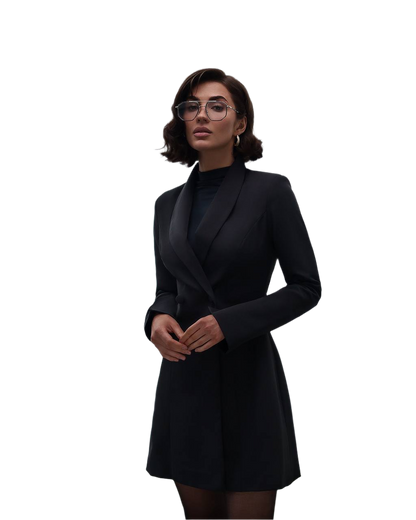 Premium Diagonal Crepe Blazer Dress with Dense Lining