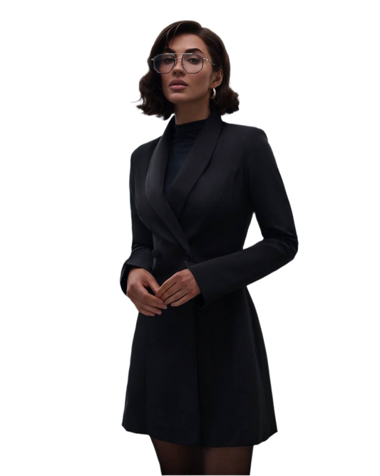 Premium Diagonal Crepe Blazer Dress with Dense Lining