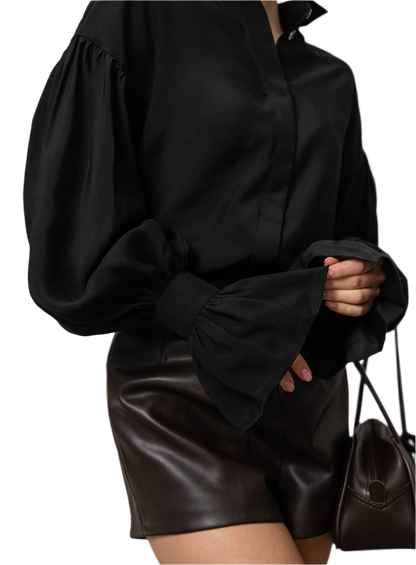 Loose Fit Black Women Shirt Casual Style