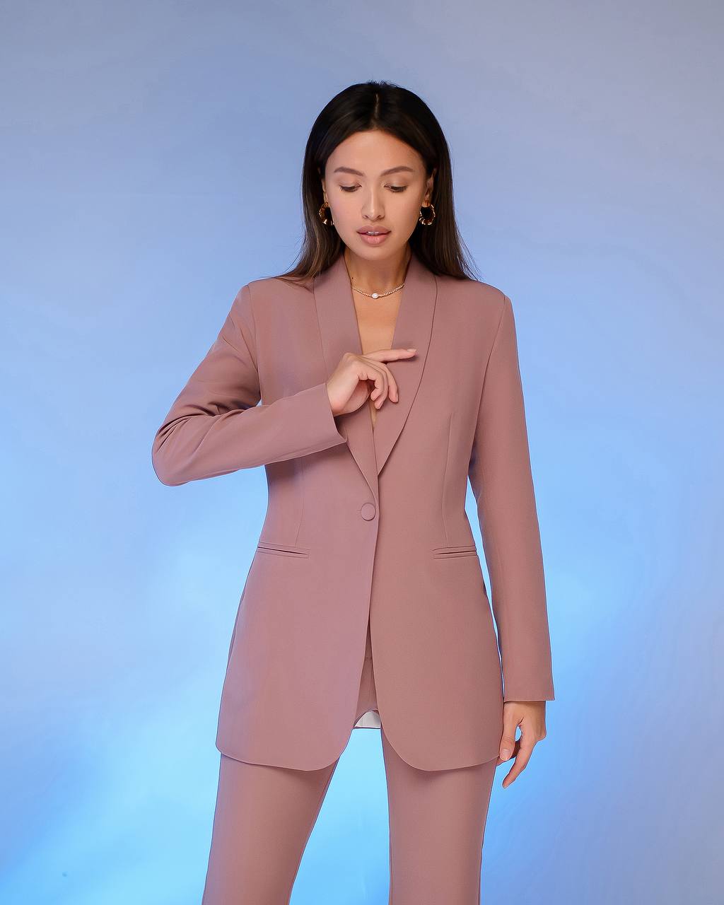 Womens Suit with Lined Blazer and Flared Pants