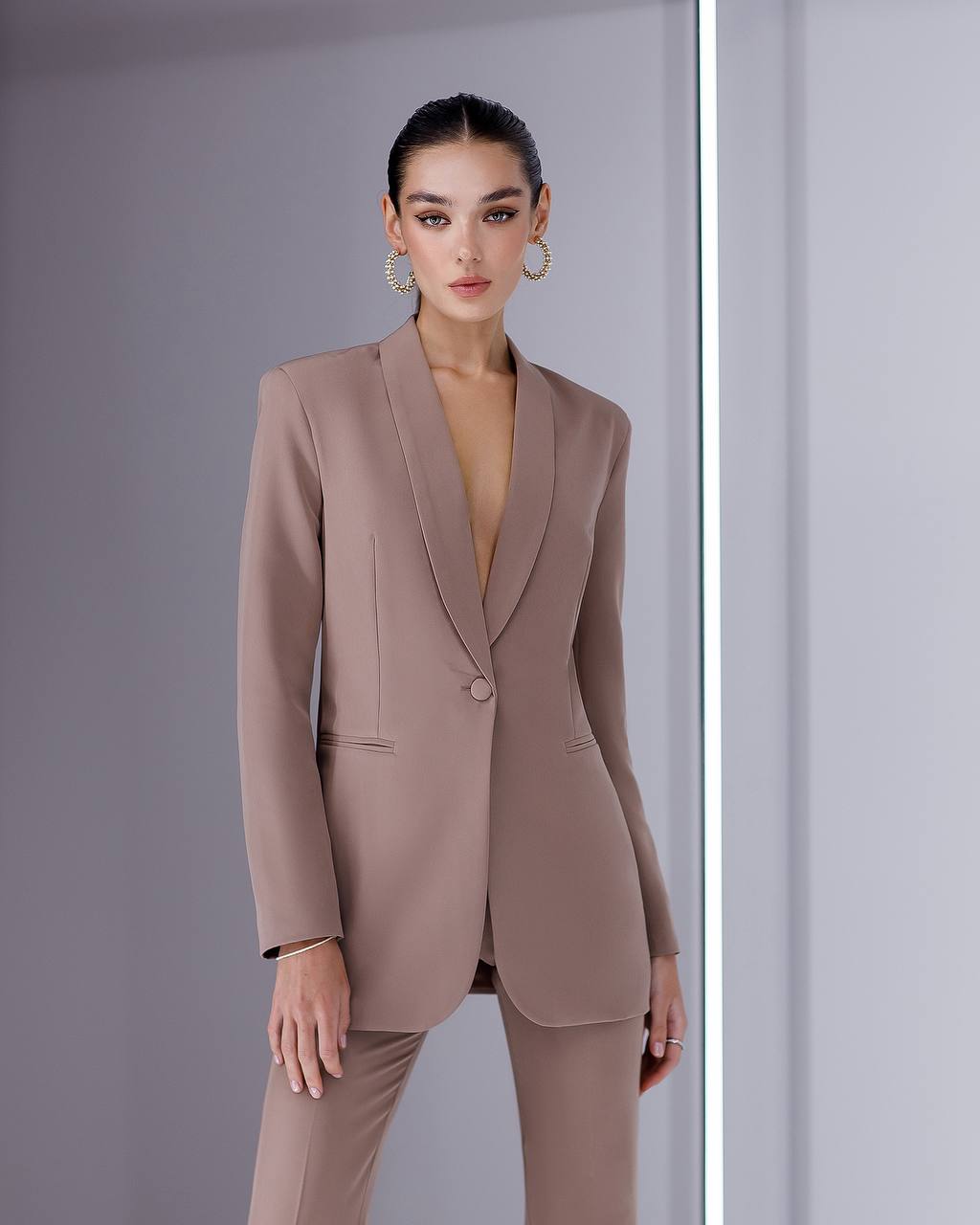 Womens Suit with Lined Blazer and Flared Pants
