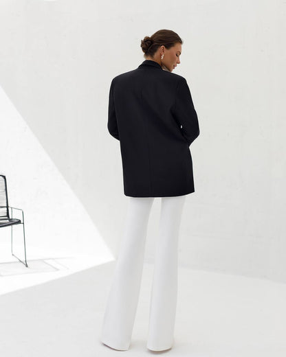 Oversize Black Blazer for Women Premium Suiting Crepe