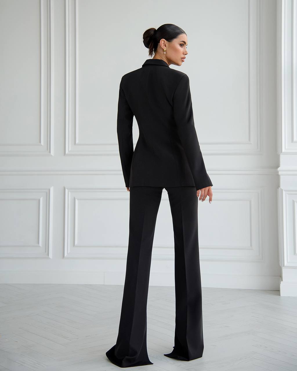 Premium Diagonal Crepe Women's Suit Black