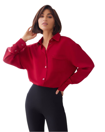 Womens Silk Boyfriend Shirt Loose Fit Long Sleeve Casual Blouse