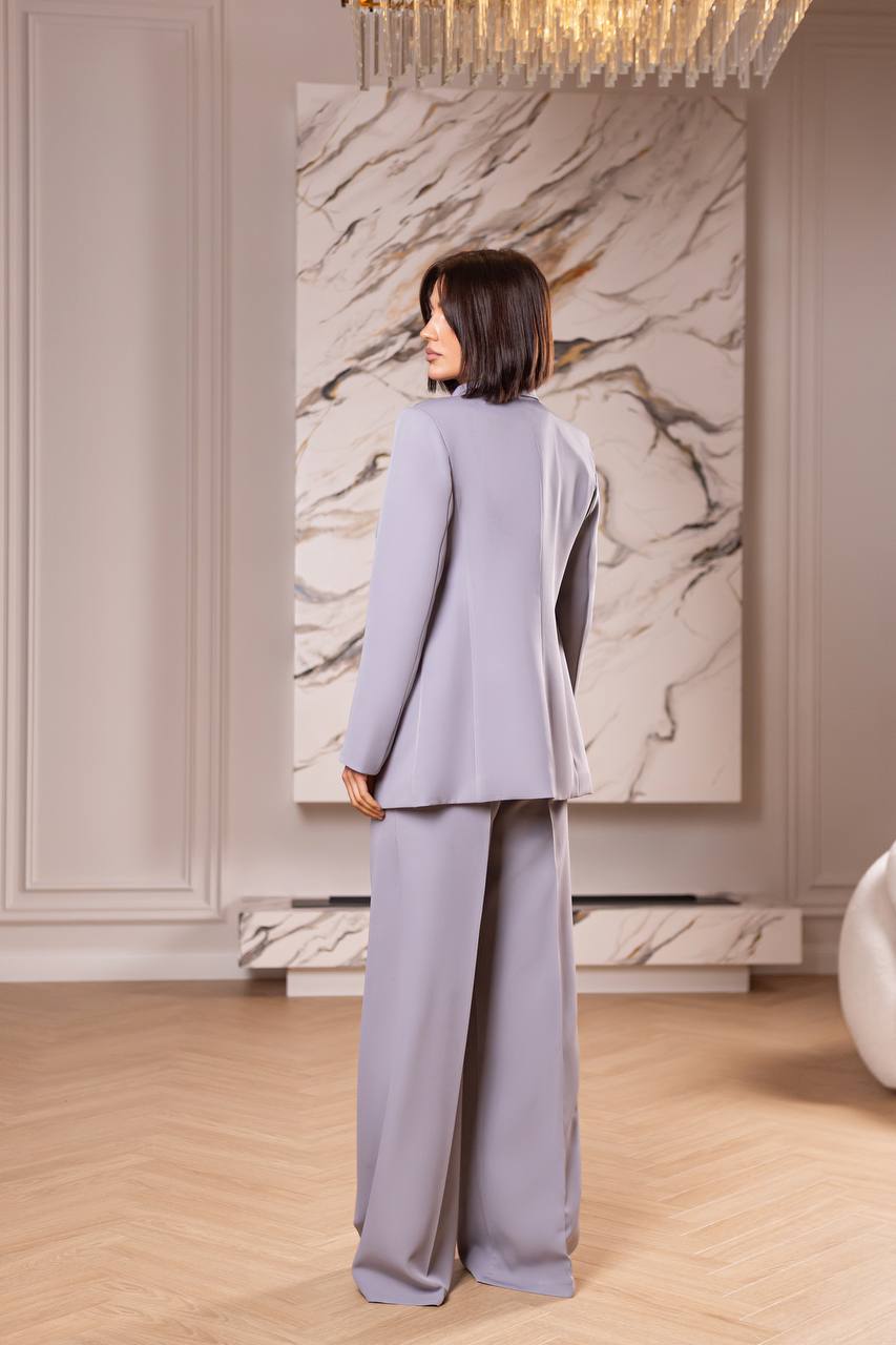 Three Piece Women Suit Soft Lilac Premium Crepe Lined Vest Jacket Trousers