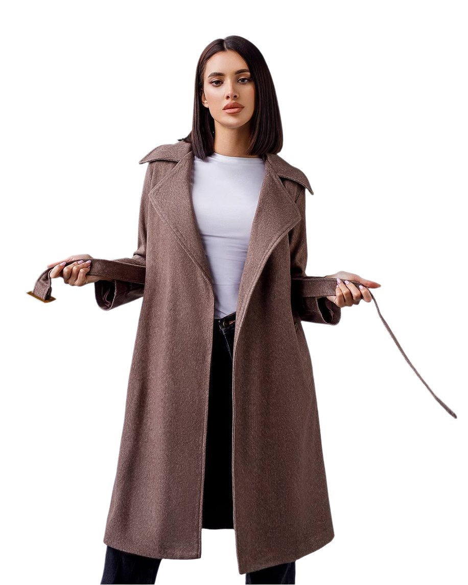 Elegant Wool Coat with Long Length and Belted Waist for Stylish Fall Wardrobe