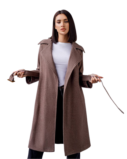 Elegant Wool Coat with Long Length and Belted Waist for Stylish Fall Wardrobe