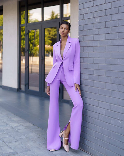 Premium Diagonal Suit Crepe Women Blazer and Trousers Set