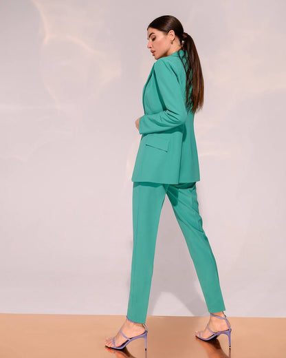 3 Pieces Women Prom Bridal Wedding Cocktail Suit Set Pantsuit Trousers Jacket Pants Top Bra Raspberry Green
