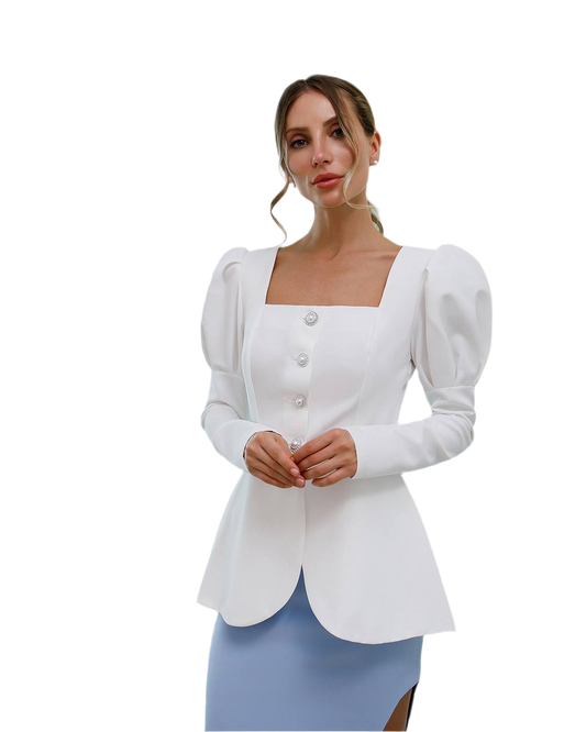 Womens Blouse Jacket Premium Suit Crepe Diagonal Without Lining