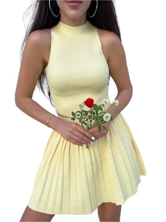 Yellow Rosie Knitted Two-Piece Suit for Women