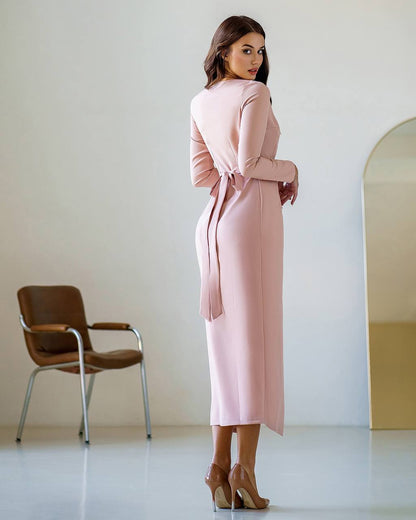 Elegant Wrap Midi Dress for Women in Multiple Colors