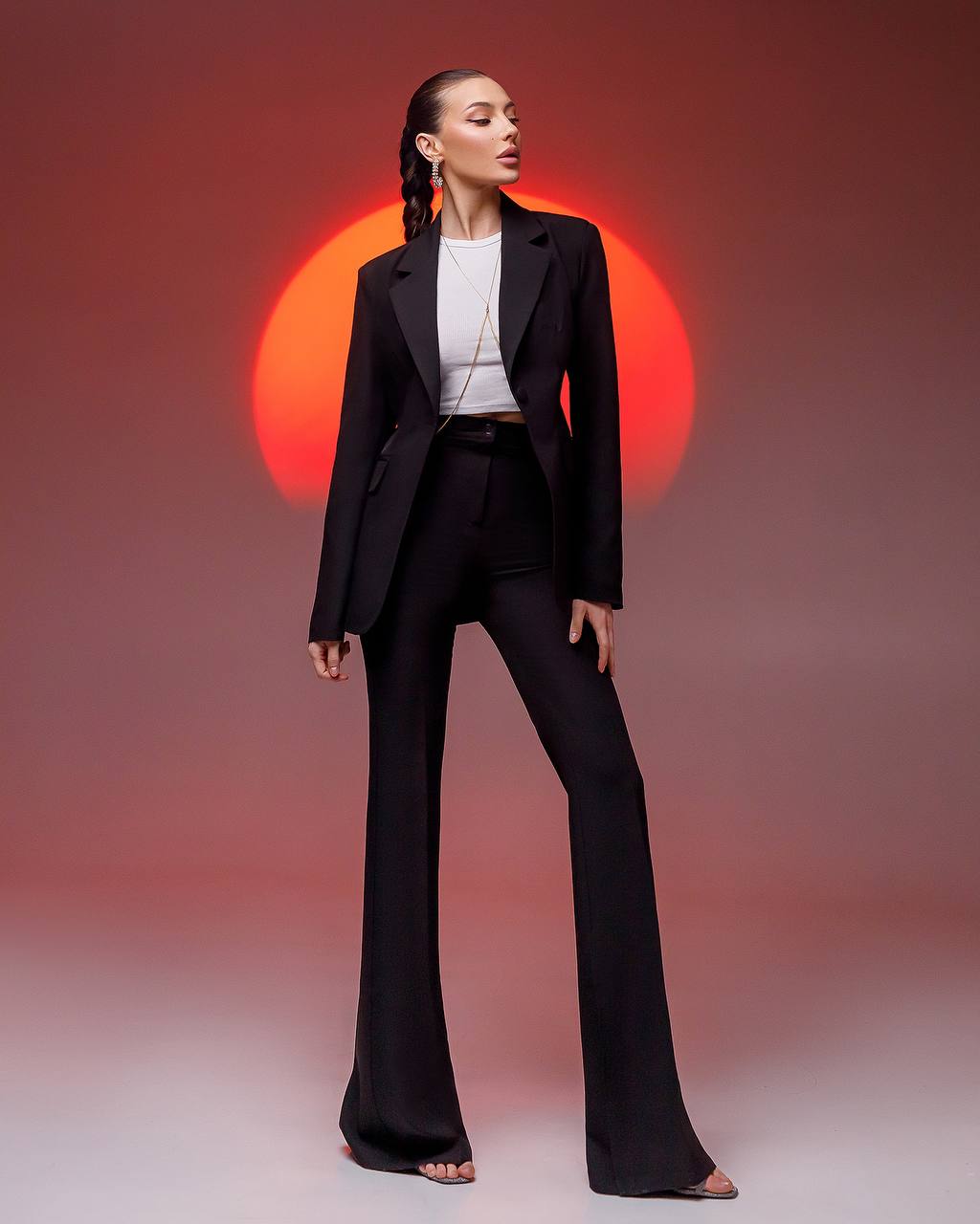 Premium Diagonal Crepe Women's Suit Black