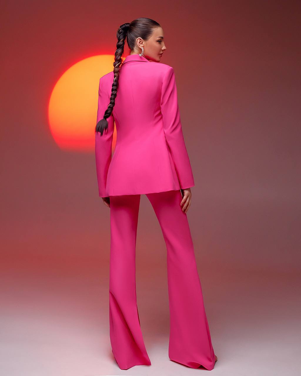 Premium Women's Diagonal Suit Crepe in Raspberry Color