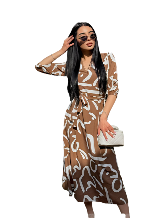 Light Summer Dress in Bright Colors with Abstract Pattern