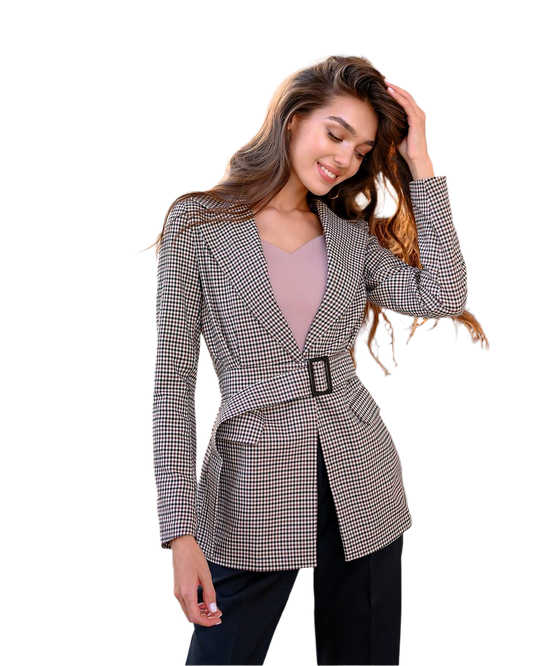 Chic Stylish Blazer with Belted Waist Perfect for Work or Casual Wear