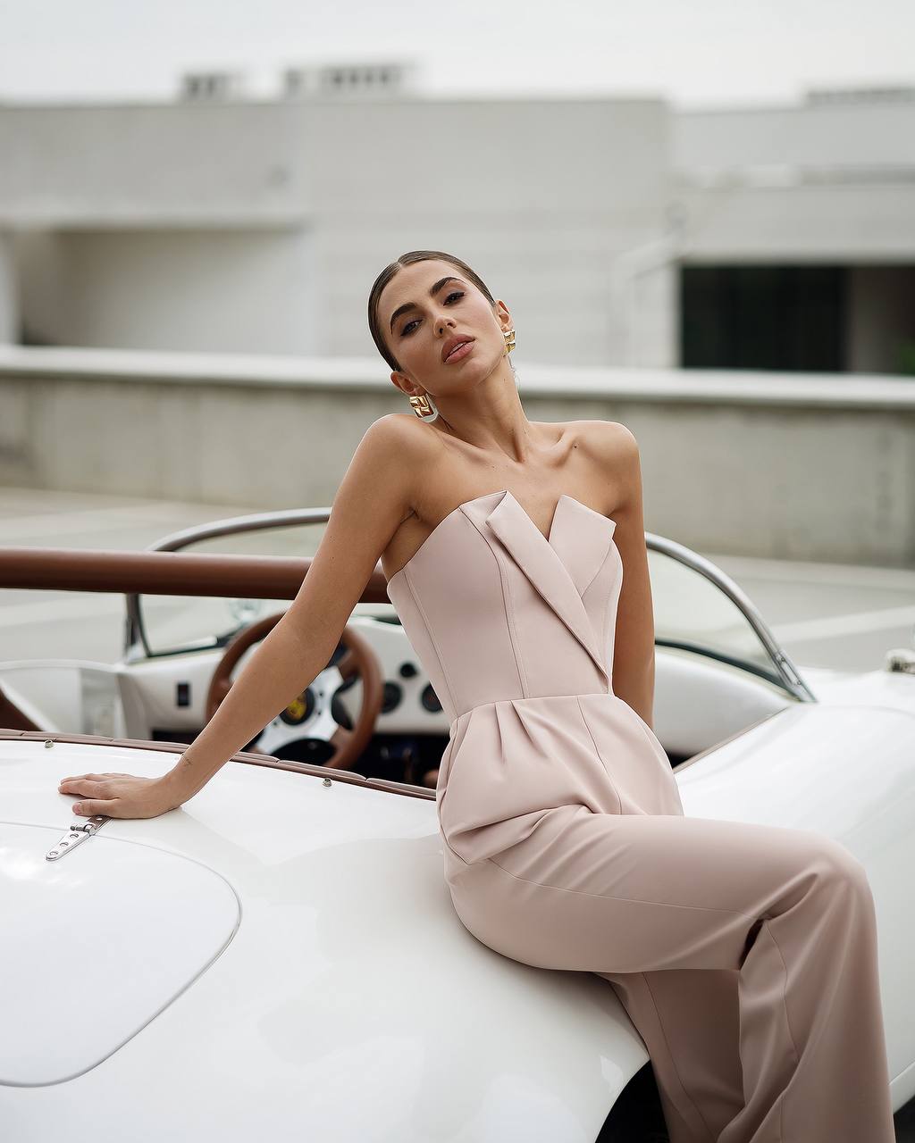 Elegant Bridal Wedding Bridesmaid Prom Graduation Corset Jumpsuit Wide Leg Palazzo Pants Courthouse Wedding with Built In Straps Sexy Chic Dinner Outfit