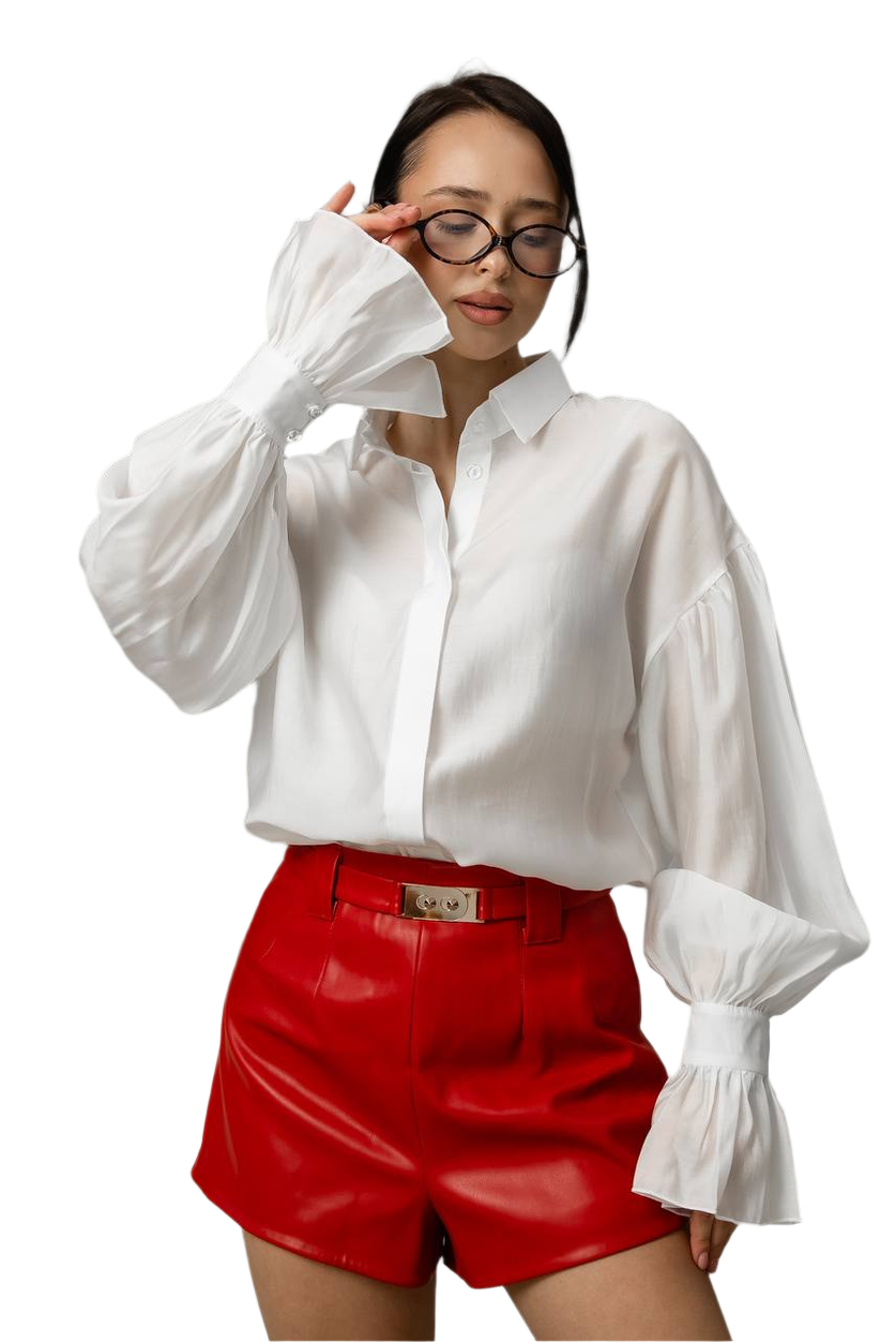 Loose Fit White Tencel Blend Shirt for Women
