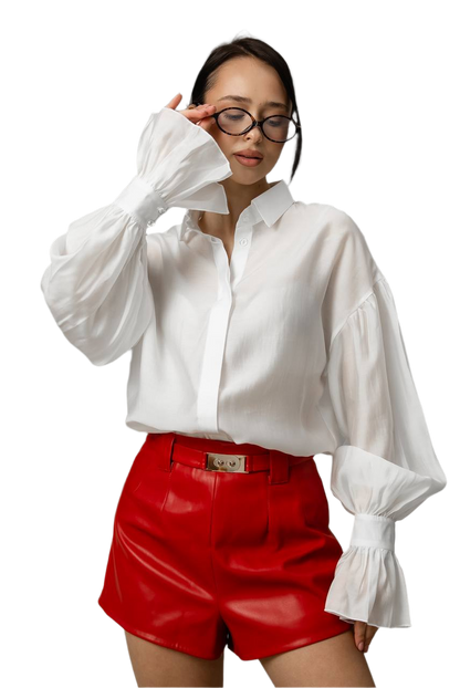 Loose Fit White Tencel Blend Shirt for Women