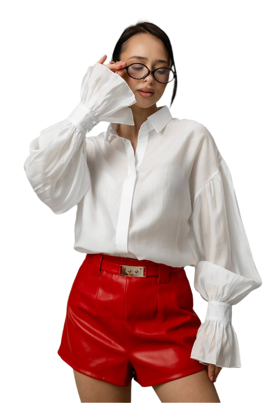 Loose Fit White Tencel Blend Shirt for Women