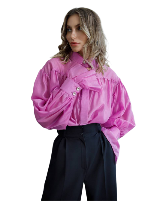 Women Blouse Shirt with Hidden Fastener Tencel Voile