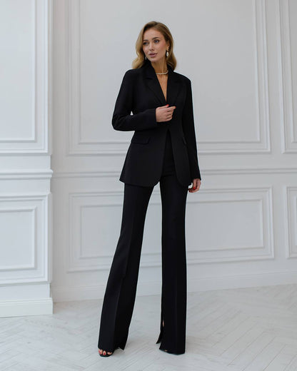 Premium Diagonal Crepe Women's Suit Black