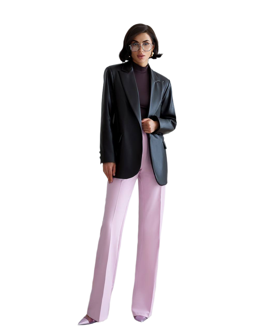 Womens Eco Leather Blazer on Suede Black and Wine