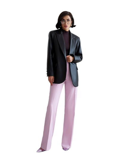 Womens Eco Leather Blazer on Suede Black and Wine
