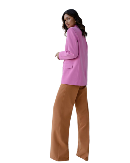 Womens Double Breasted Premium Crepe Blazer Jacket