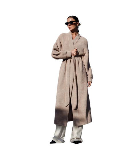 Silva Fluffy Soft Knit Cardigan for Women in Light Beige