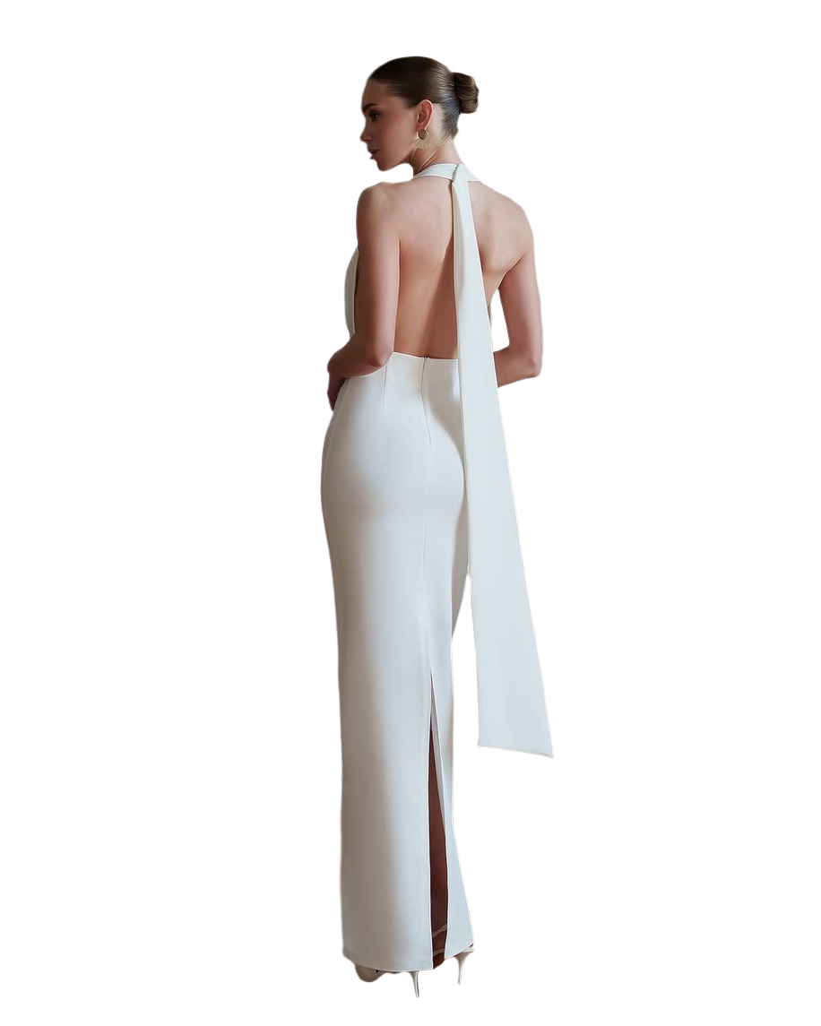 Premium Crepe Diagonal Evening Dress for Women