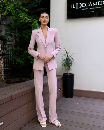 Womens Premium Crepe Diagonale Suit Blazer and Pants in Pink Black Red Blue and Milk