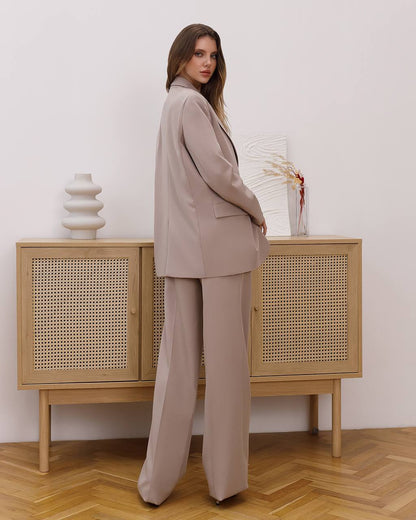 Womens Double Suit Premium Diagonal Suiting Crepe Blazer and Pants