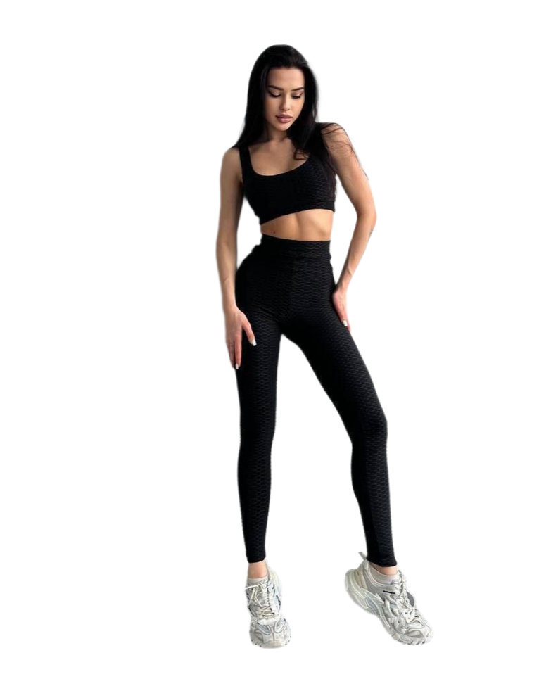 Women Fitness Suit High Rise Textured Jacquard Biflex Set