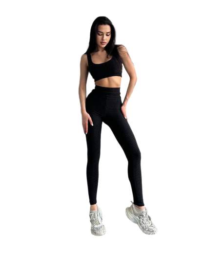 Women Fitness Suit High Rise Textured Jacquard Biflex Set