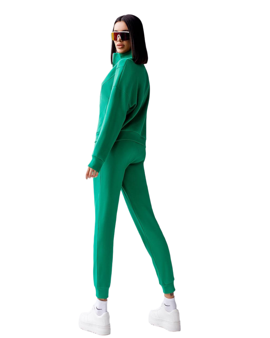 Womens Knitwear Sweatshirt and Pants Set with Zipper