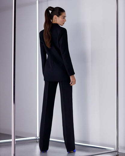 Womens Three-Piece Suit with Vest Diagonal Crepe Fabric