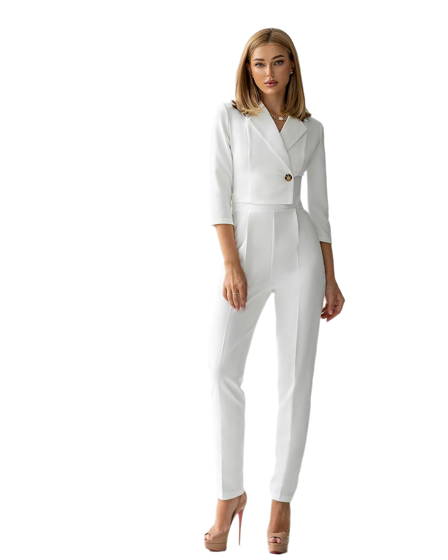 Elegant White Jumpsuit with Pockets for Stylish Outings and Occasions