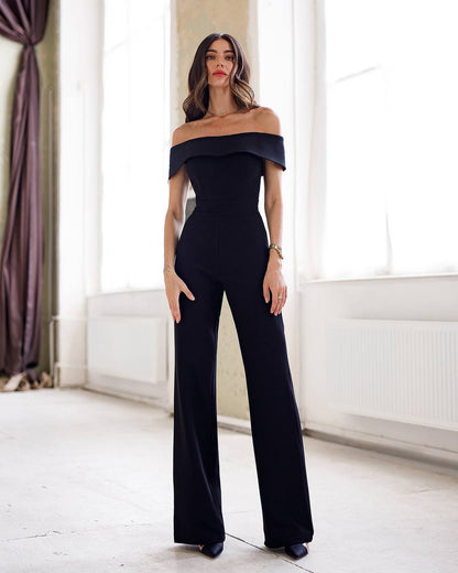 Off-Shoulder Elegant Black Jumpsuit for Women