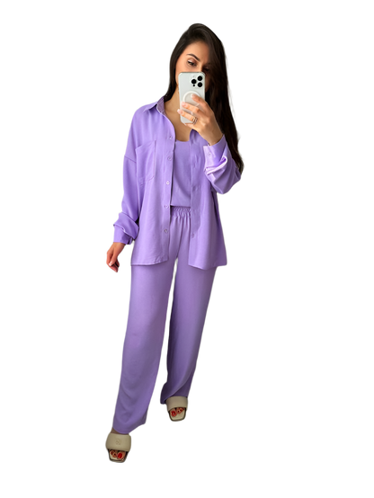 Stylish Lilac Three-Piece Casual Suit Set