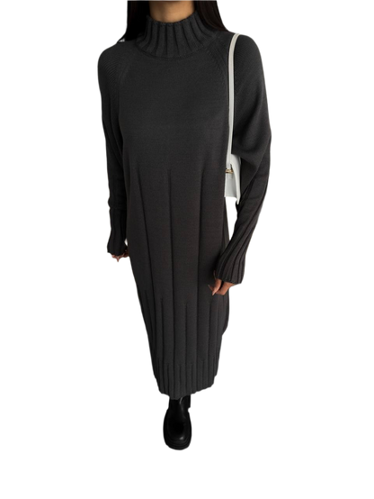 Lux Cotton Merino Cashmere Dress with Dropped Sleeve for Women