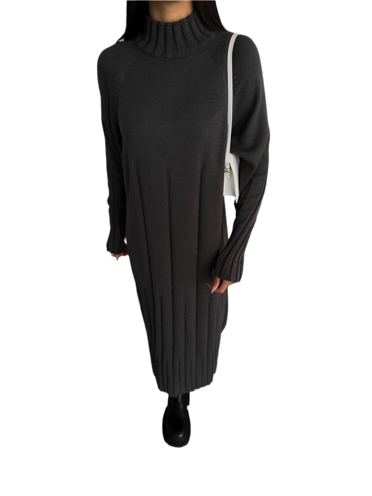 Lux Cotton Merino Cashmere Dress with Dropped Sleeve for Women