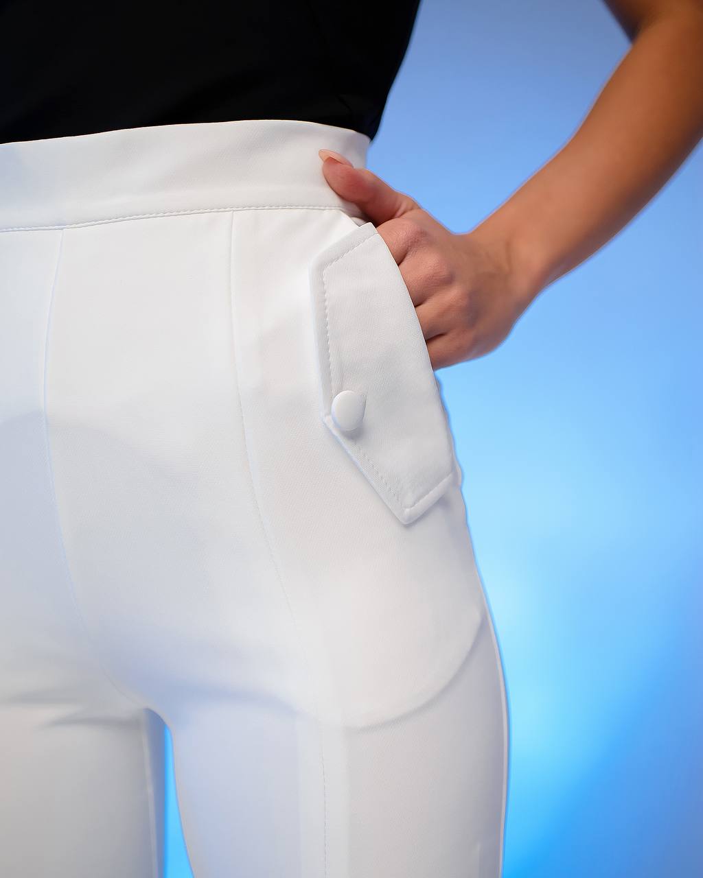 Women's Trousers with Slits in Suit Crepe Diagonal Lux Fabric